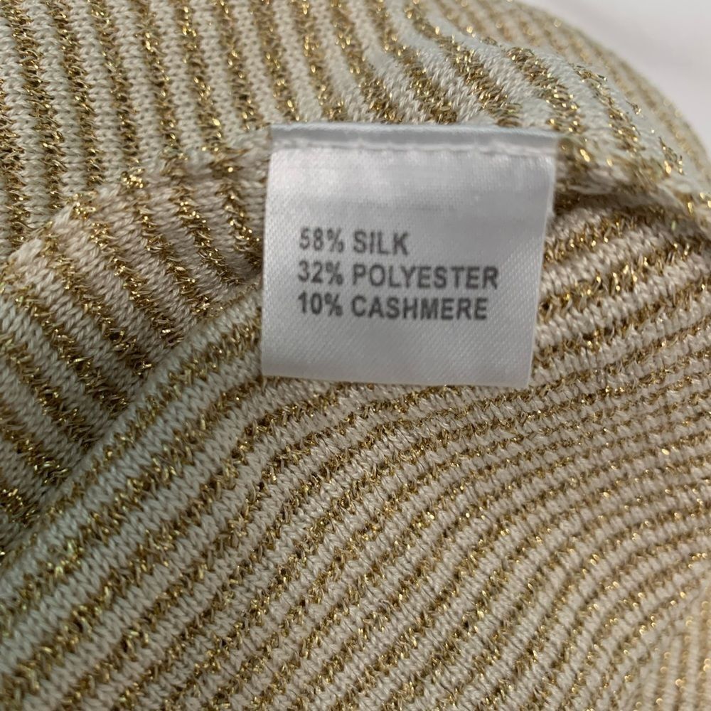 Alice + Olivia Cream with Gold/Metallic Stripes Mesh Sweater Size Large - Picture 5 of 5